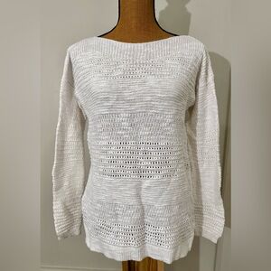 Women's Old Navy Textured Knit Pullover Sweater Off White Medium